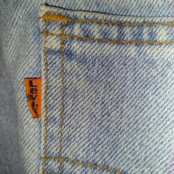 Vtg  80s Levis 505 Denim Jeans Sz 34x36 Light Wash Orange Tab USA 40550-0234 - Picture 3 of 11